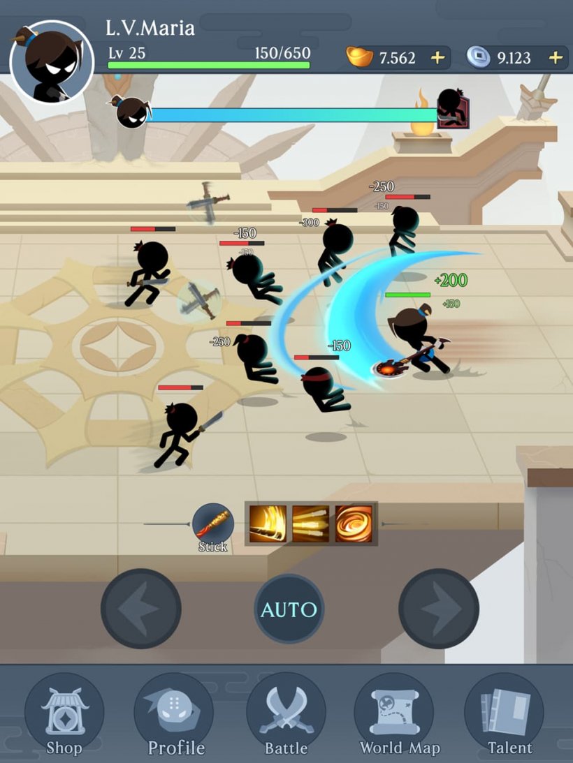 Idle Stickman游戏截图：武林高手攻击敌人