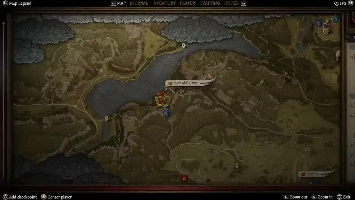 Carte montrant l'emplacement du camp de Cumans dans Kingdom Come: Deliverance 2