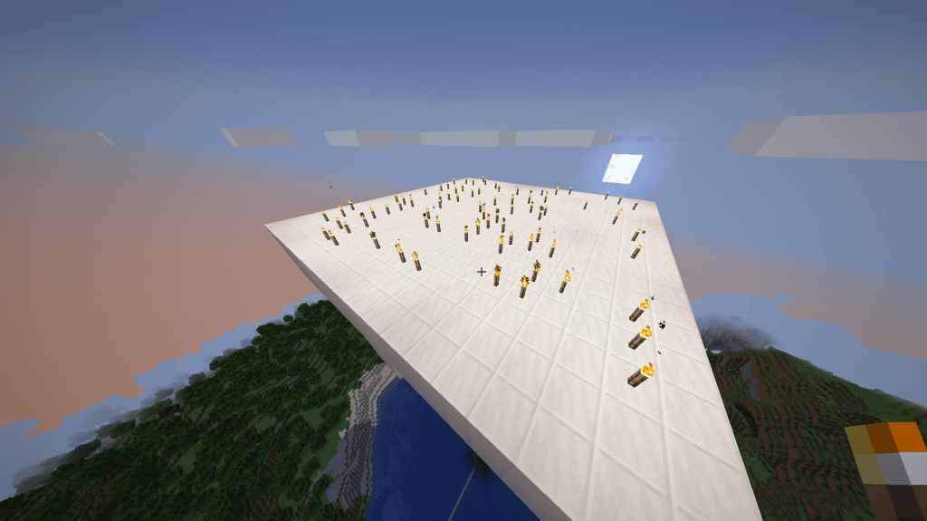 torches au-dessus de la foule de la foule à Minecraft