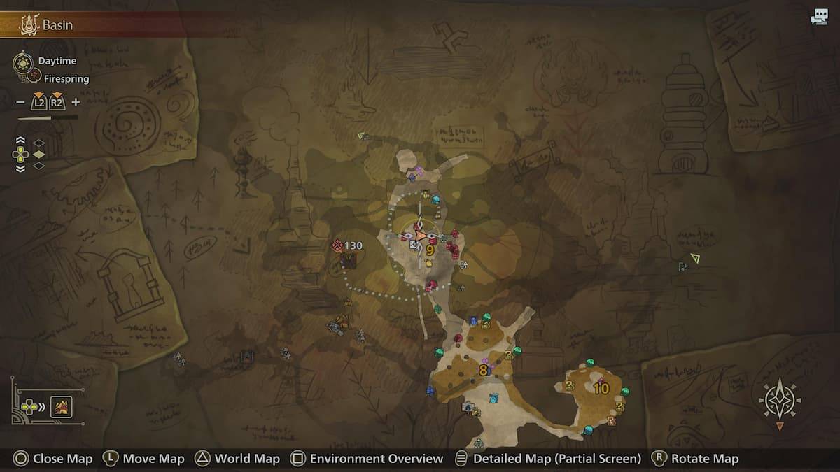 Capture d'écran de la carte de la zone 9 dans Monster Hunter Wilds