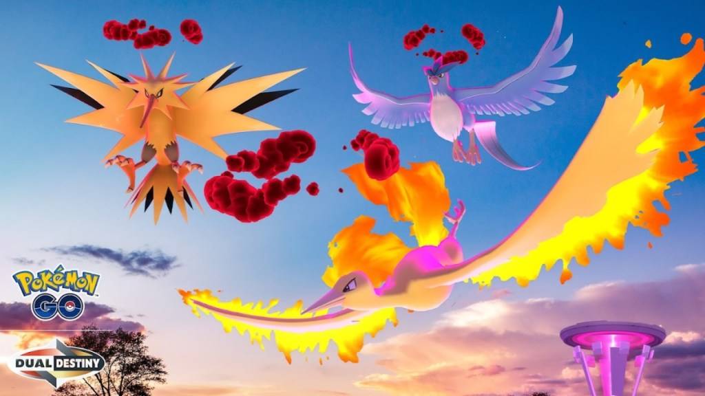 Pokemon Go Key Art pour le vol légendaire avec Dynamax Moltres