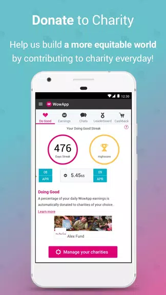 Schermata WowApp - Earn. Share. Do Good 3