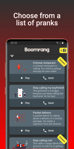 Boomrang - Prank Calls 螢幕截圖 0