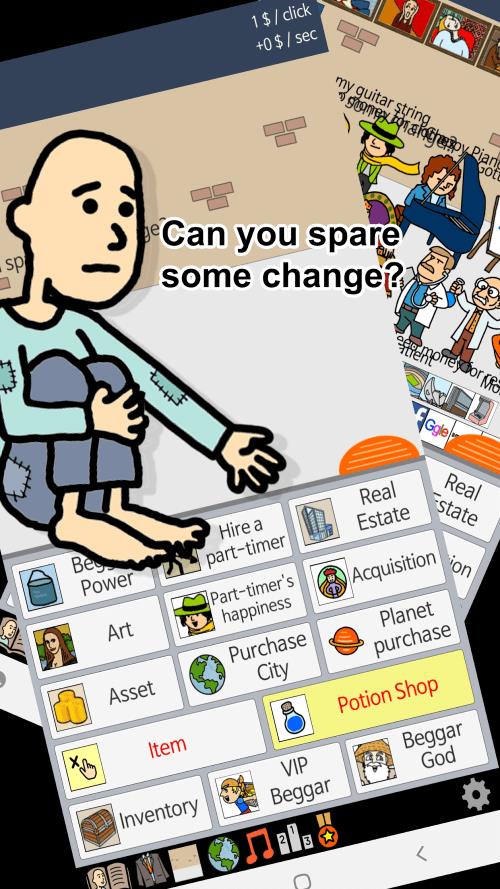 Beggar Life Clicker ဖန်သားပြင်ဓာတ်ပုံ 0