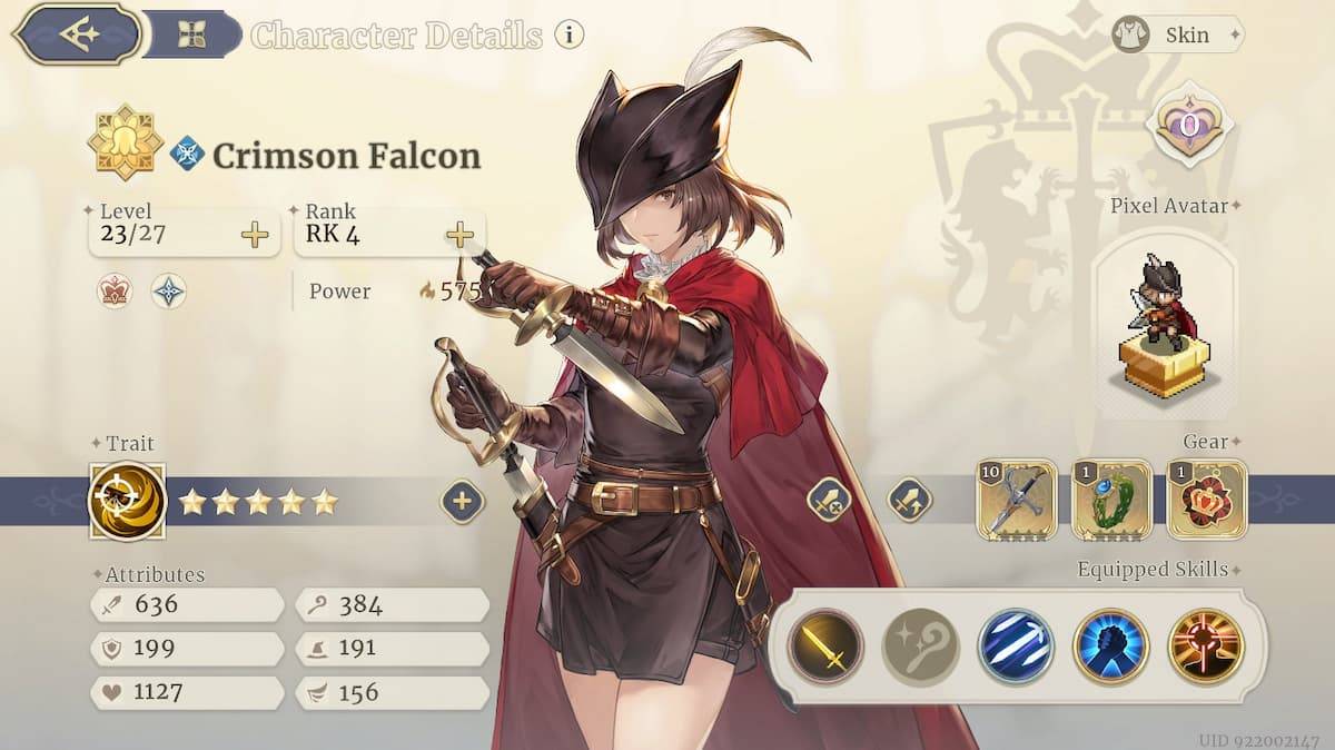 Liste de niveau Sword of Convallaria pour les caractères épiques