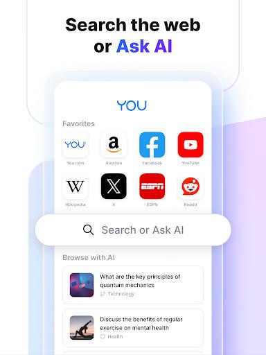 You.com AI Search and Browse Captura de pantalla 1