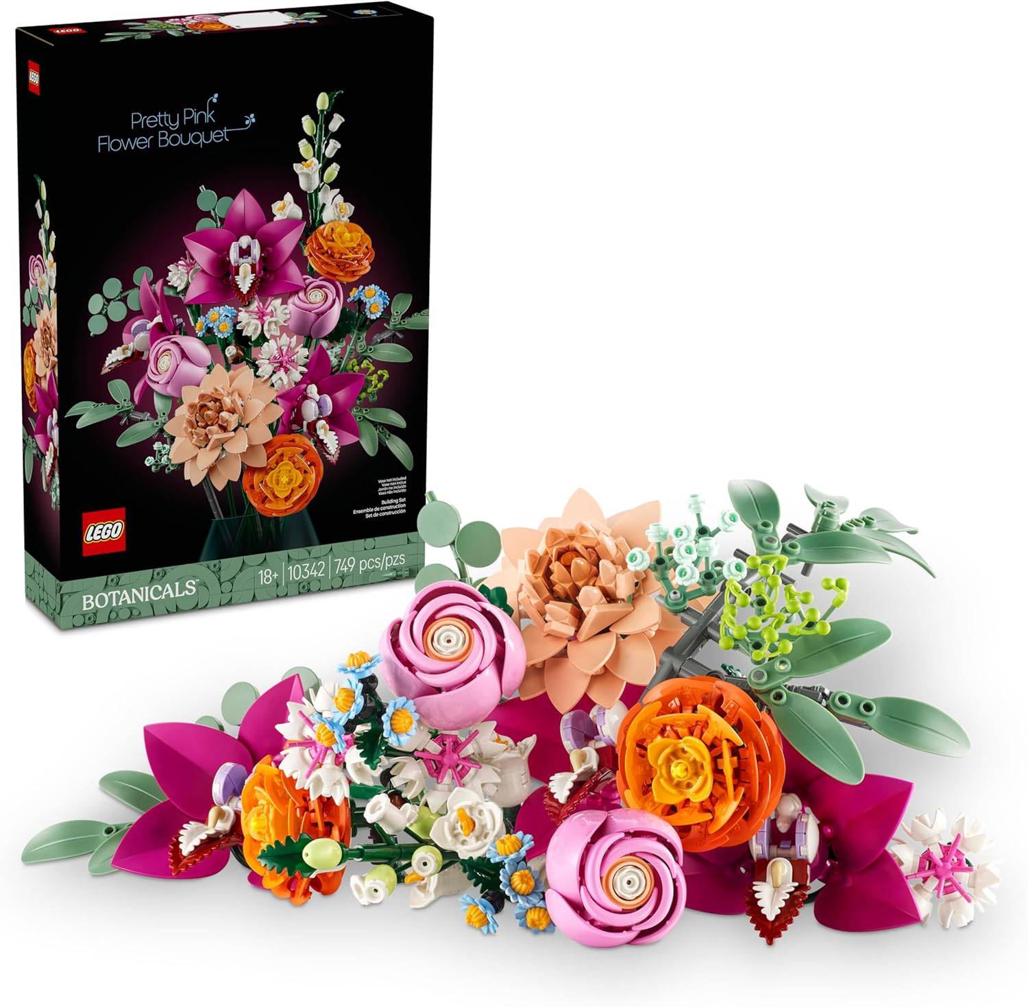 LEGO Botanicals Pretty Pink Flower Bouquet set