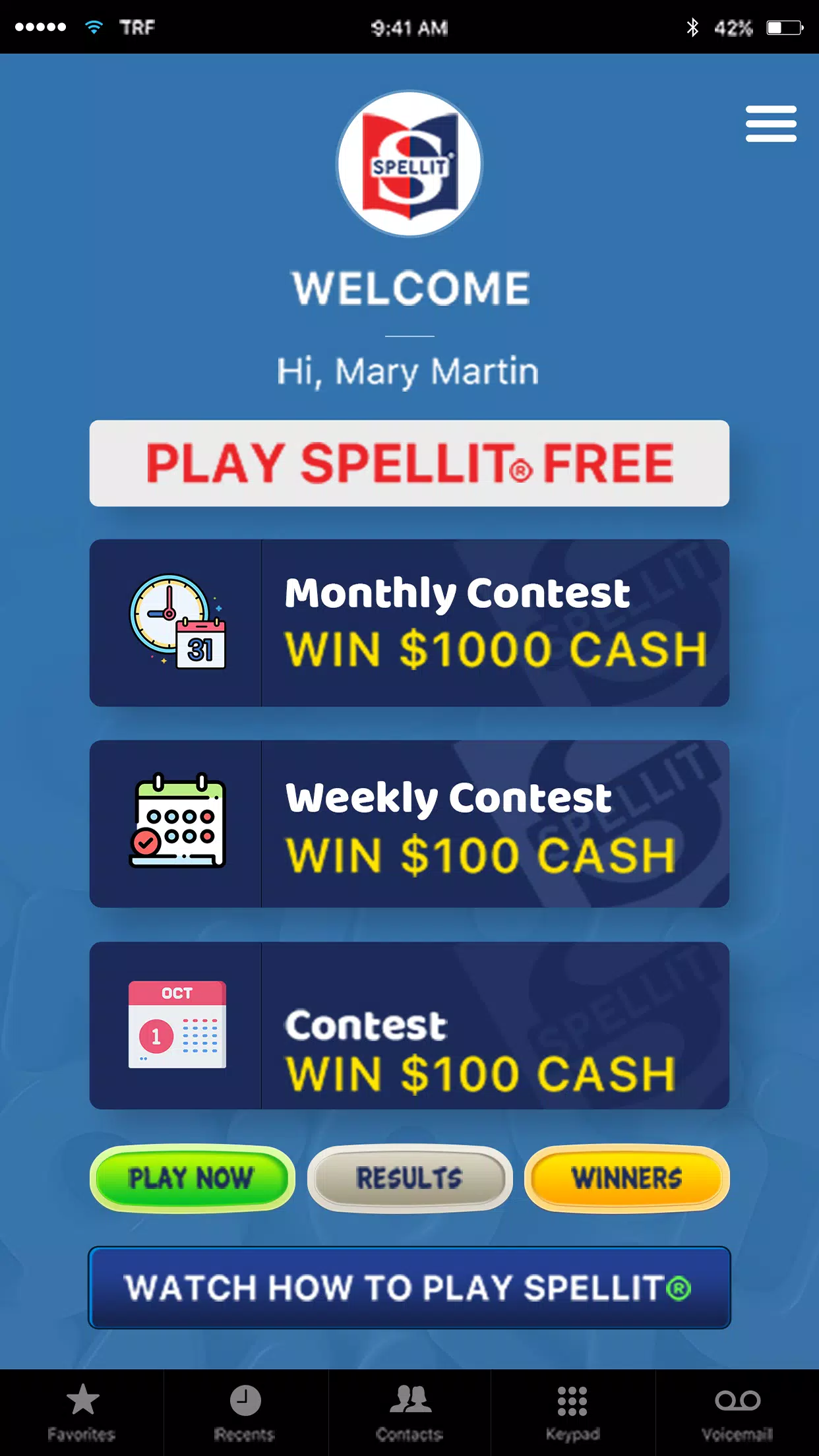 SPELLIT® SPELL WORDS WIN CASH 螢幕截圖 0