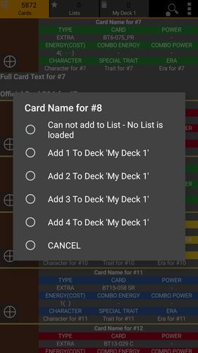 Database for Super Ball TCG Скриншот 2