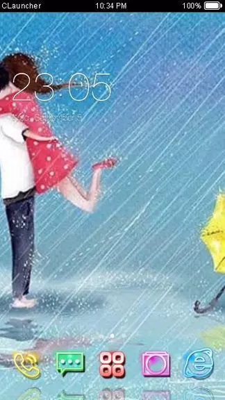 Cartoon Couple Sweet Theme HD Captura de tela 0