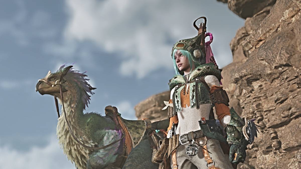 Protagoniste et Seikret dans Monster Hunter Wilds