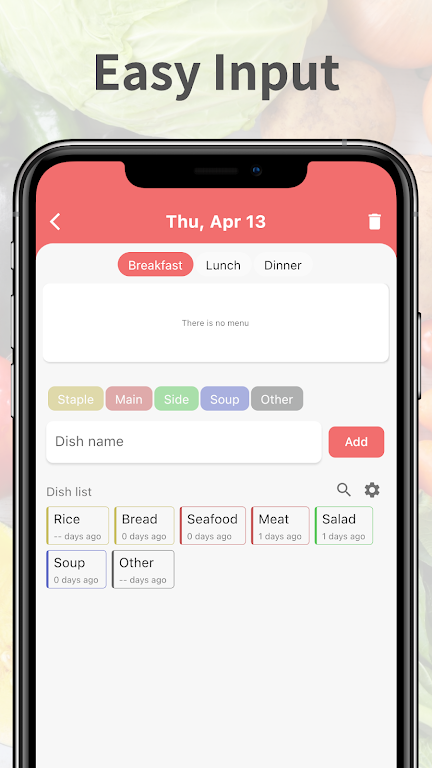 Daily Meal Planner स्क्रीनशॉट 1