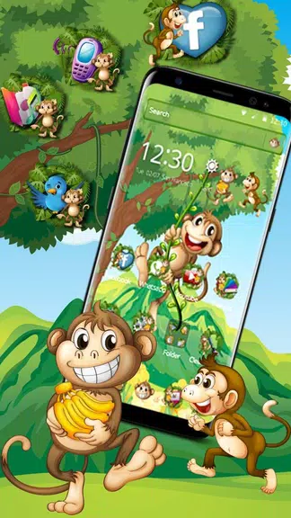 The Cute Cartoon Monkey Theme 스크린샷 1