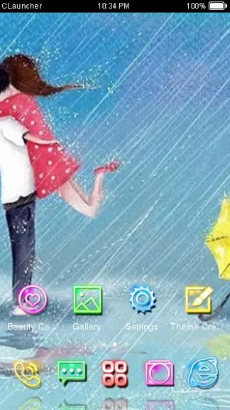 Cartoon Couple Sweet Theme HD Captura de tela 1