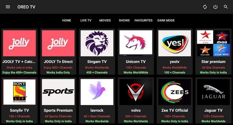 Schermata OREO TV 3
