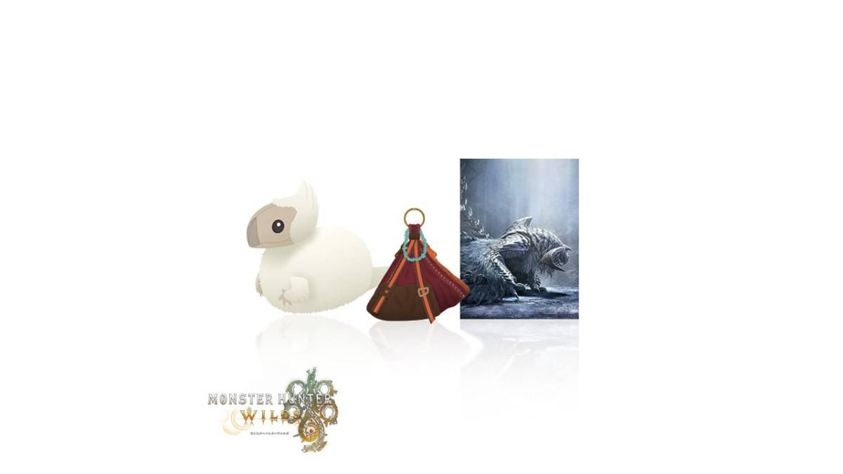 Monster Hunter Wilds Collector的版本，带有游戏的照片，蓬松的玩具和武器包。