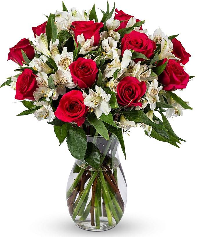 Elegant red and white flower bouquet