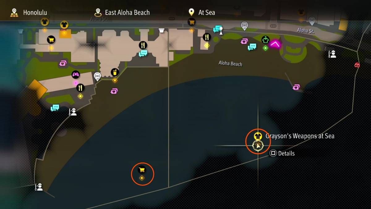 Die Kartenstandorte von wild gefangenen gebratenen Garnelen in einem Drachen: Pirat Yakuza in Hawaii