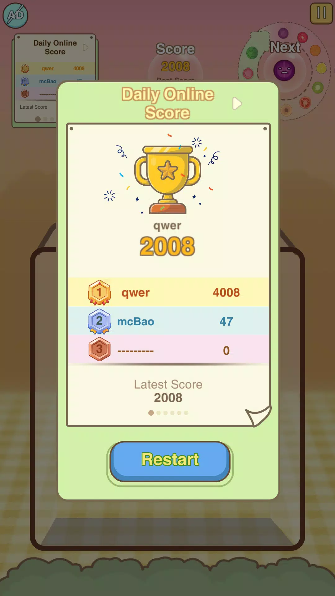 Watermelon Merge Game 螢幕截圖 2