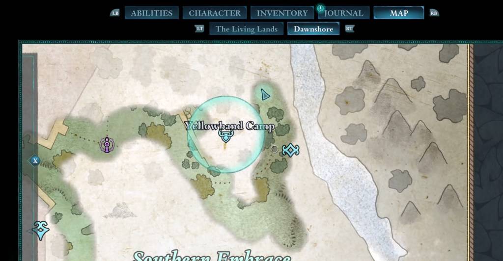 一张来自宣告的地图，显示了令人生畏的猫科动物地图中提到的宝藏的位置。