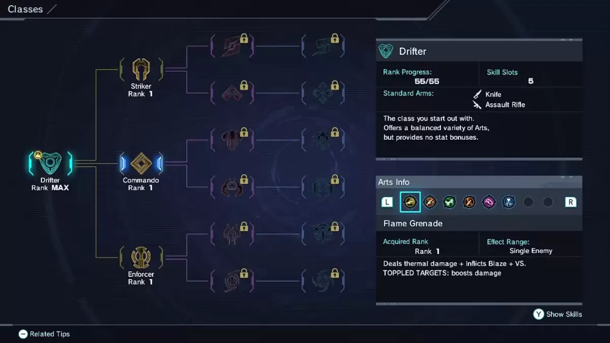 Xenoblade Chronicles x中的漂流者類選項x
