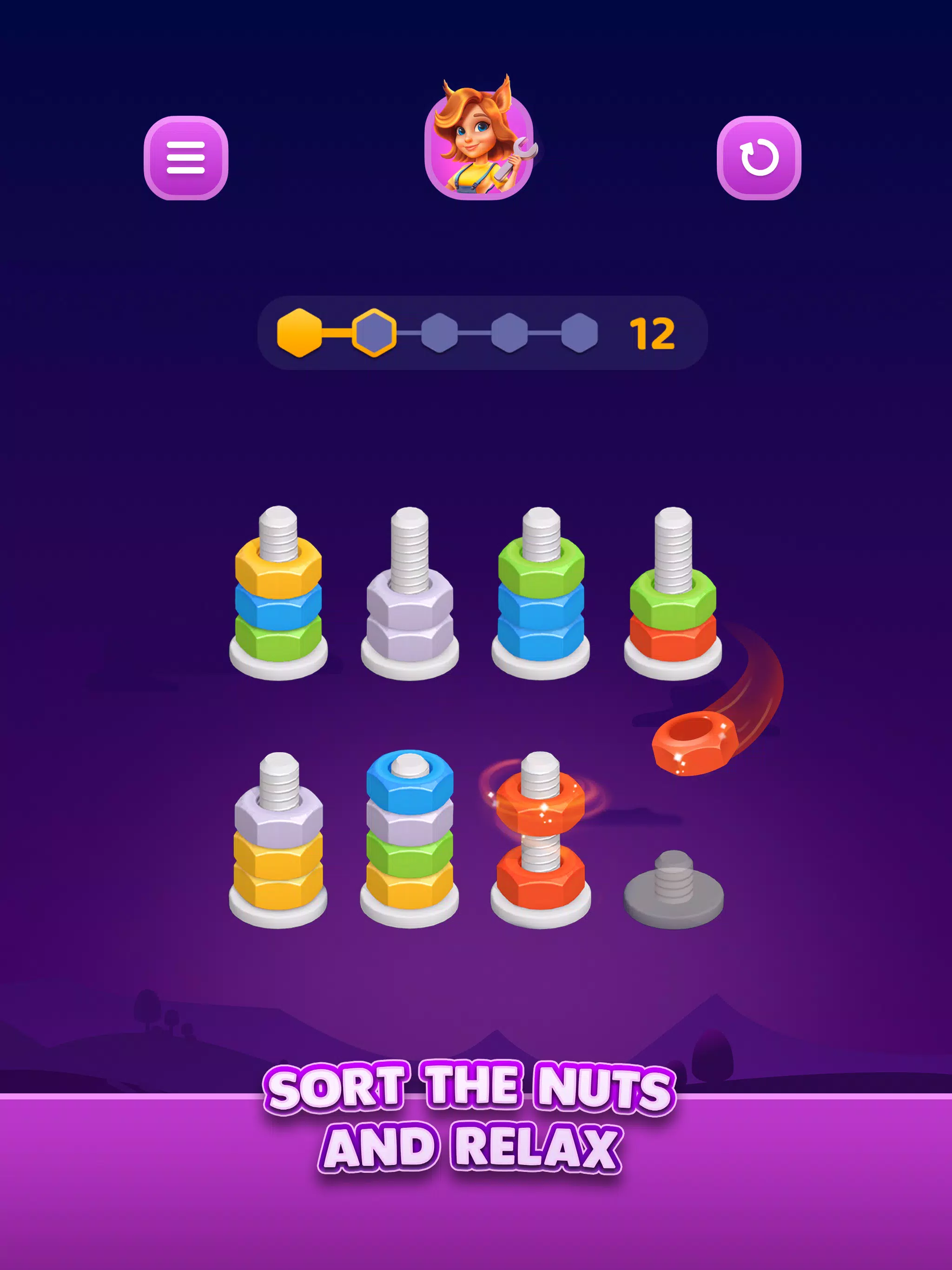 Nut Sort: Color Sorting Game Ảnh chụp màn hình 1