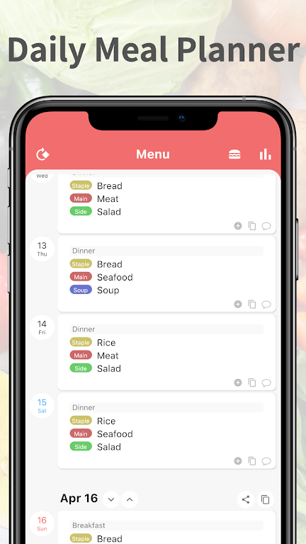 Daily Meal Planner स्क्रीनशॉट 2
