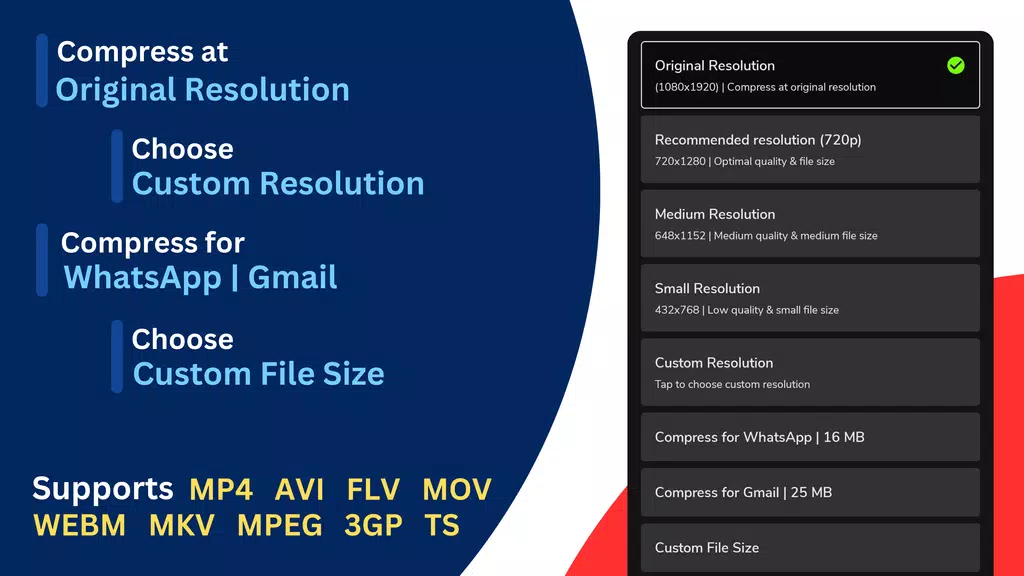 Reduce & compress video size Capture d'écran 1