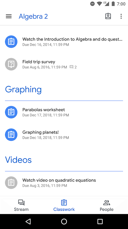 Google Classroom スクリーンショット 1