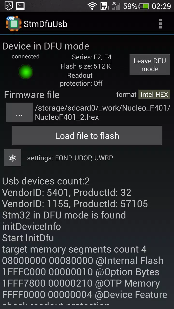 StmDfuUsb Capture d'écran 3