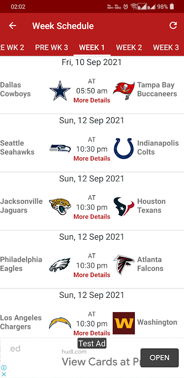 NFL 2024 Schedule Scores स्क्रीनशॉट 2