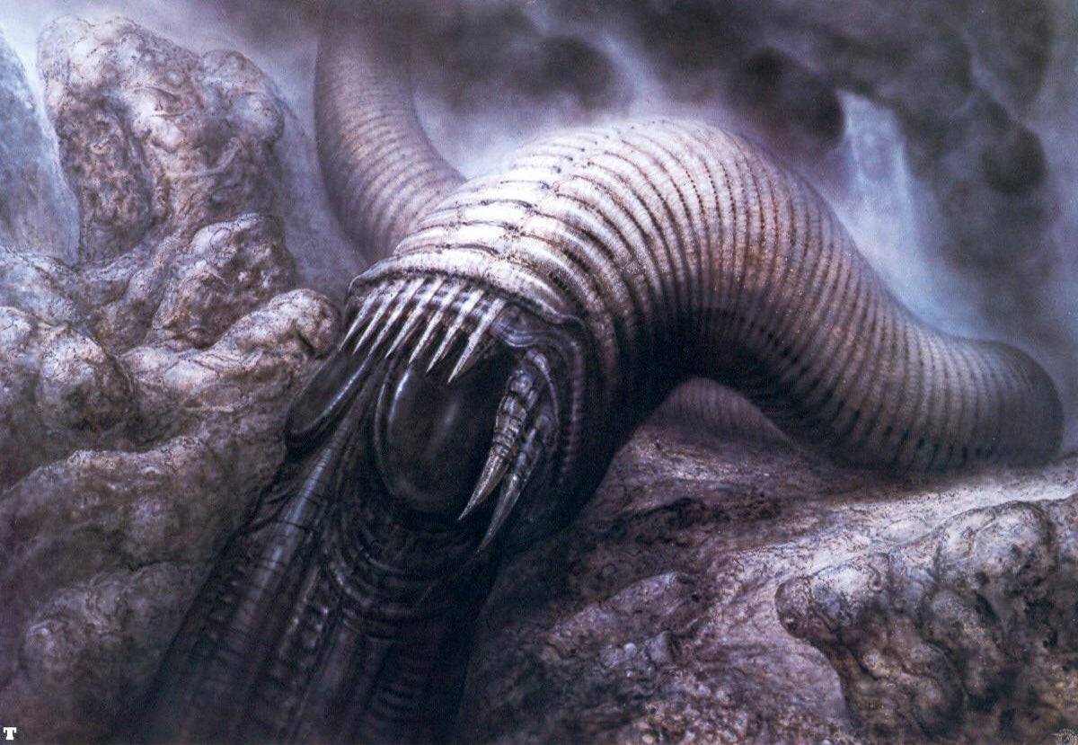 La conception de vers de sable excessivement phallique de H.R. Giger.