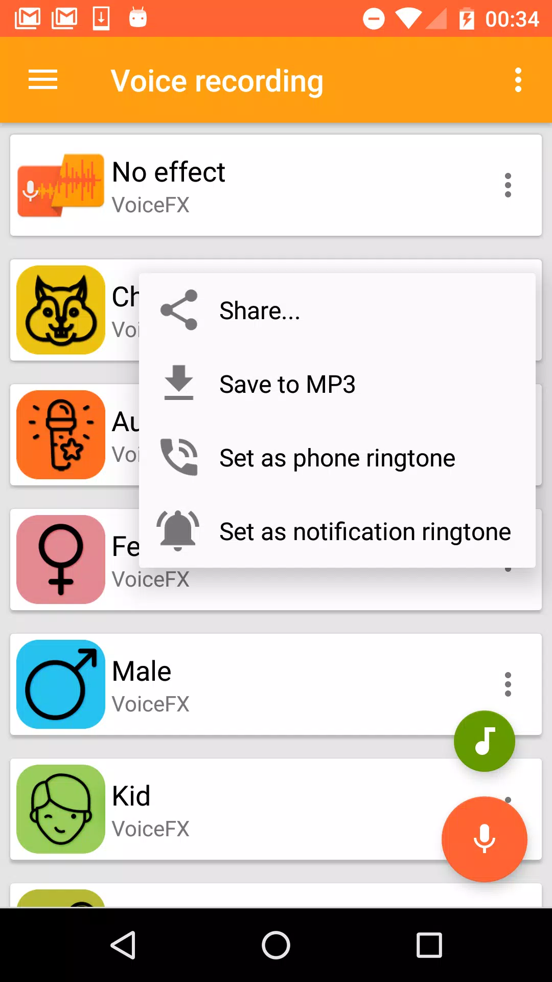 VoiceFX - Voice Changer with v 螢幕截圖 2