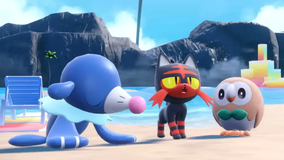 Gen 7 partants popplio, litten et rangée dans Pokémon Scarlet & Violet