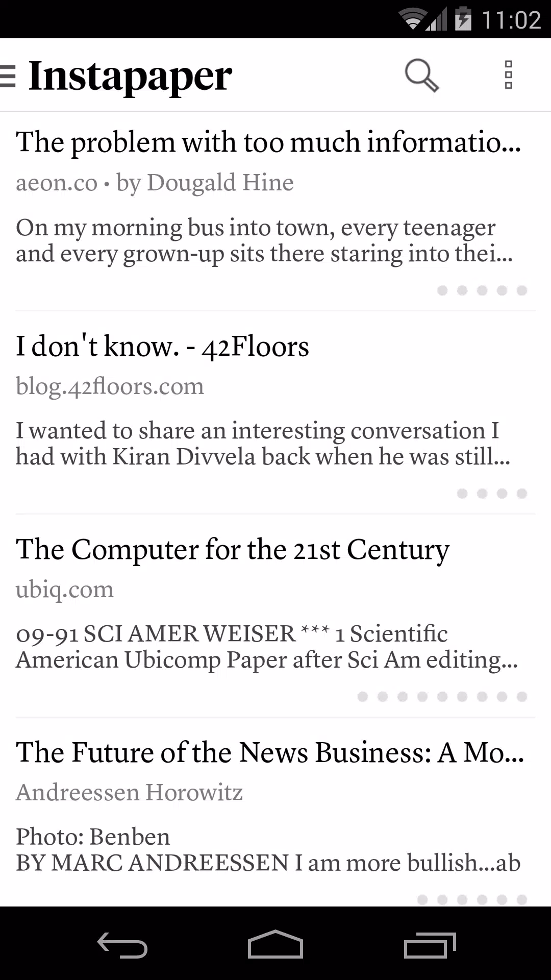 Instapaper ဖန်သားပြင်ဓာတ်ပုံ 0