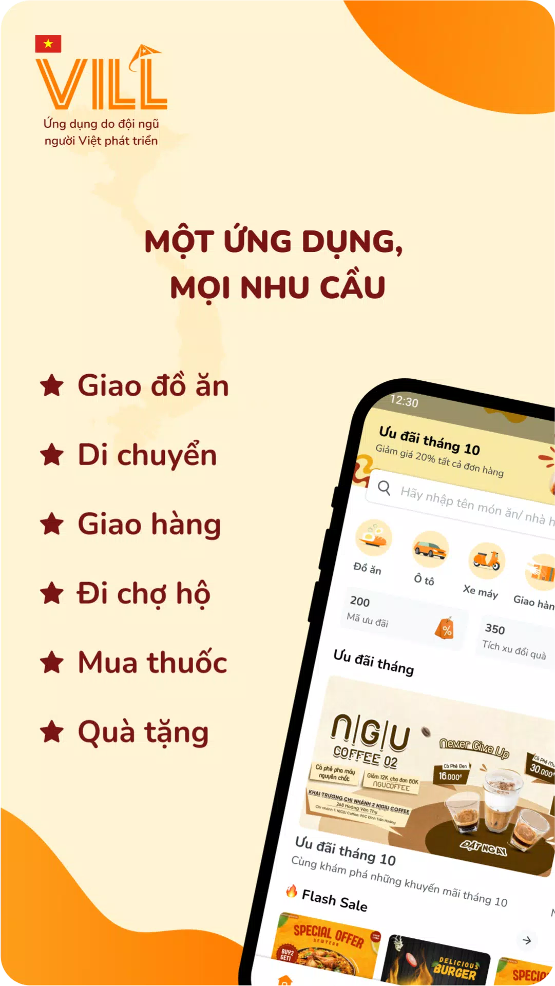 VILL: Đồ ăn, Giao hàng, Gọi xe Capture d'écran 0