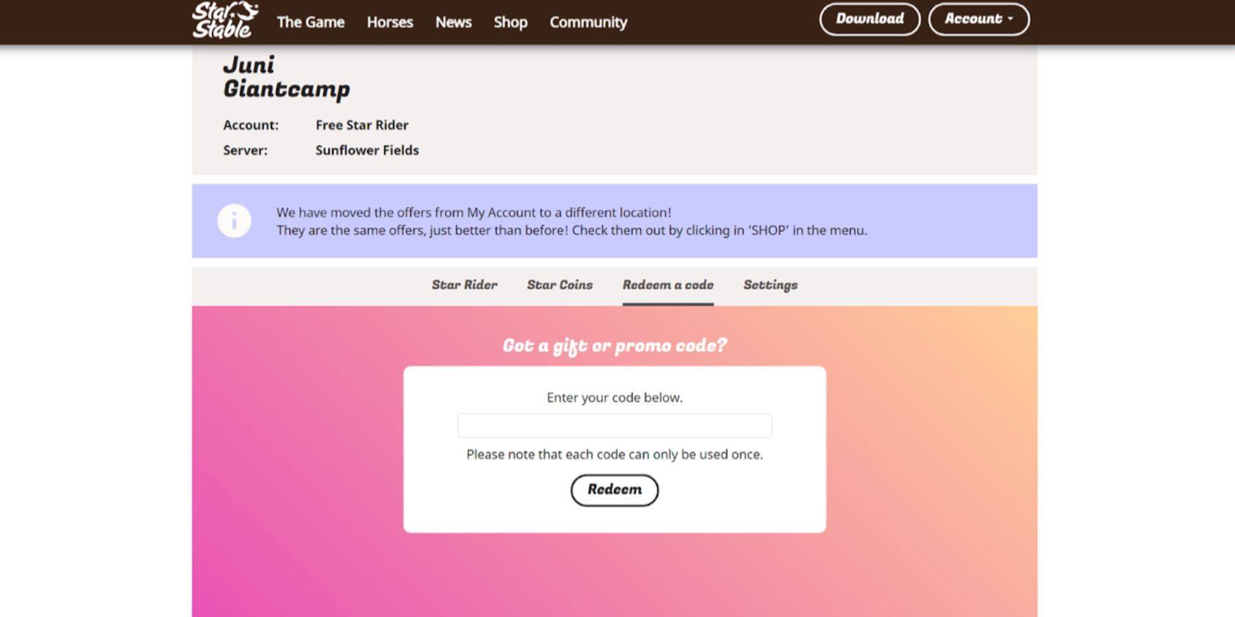 Rachat des codes stables en étoiles