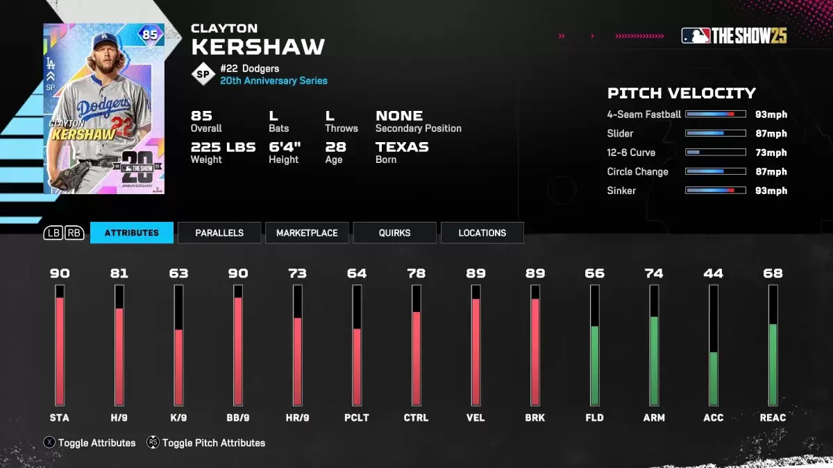 Clayton Kershaw Diamond Dynasty Card dans MLB le spectacle 25
