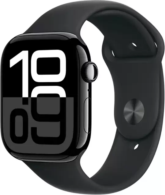 Étui en aluminium d'Apple Watch Series 10 (GPS) avec Black Sport Band - M / L - Jet Black - (2024)