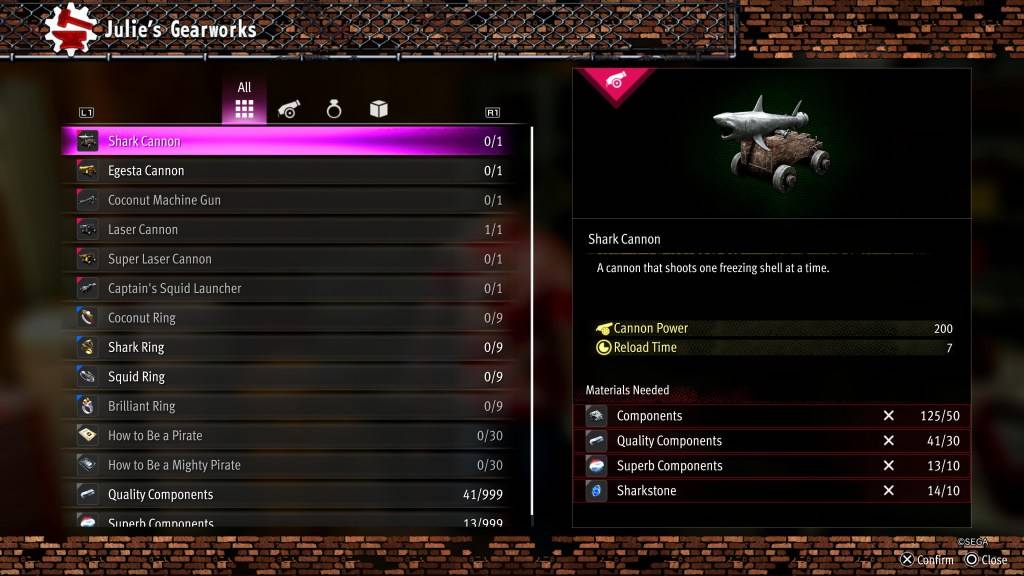 La mise à niveau du canon de requin dans comme un dragon: pirate des Caraïbes